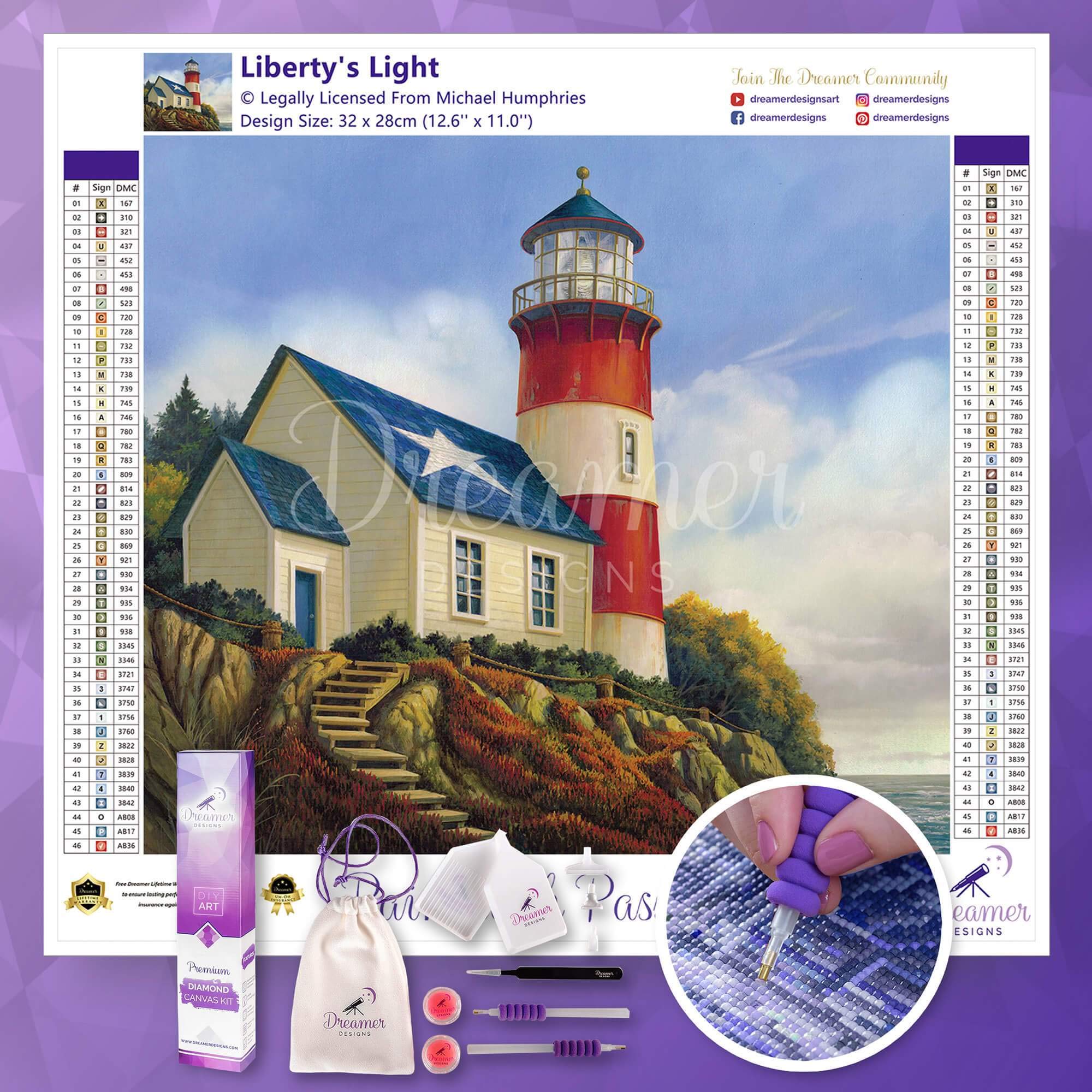 Dreamer Designs - Liberty's Light, 5D Diamond Painting Kit, 32 x